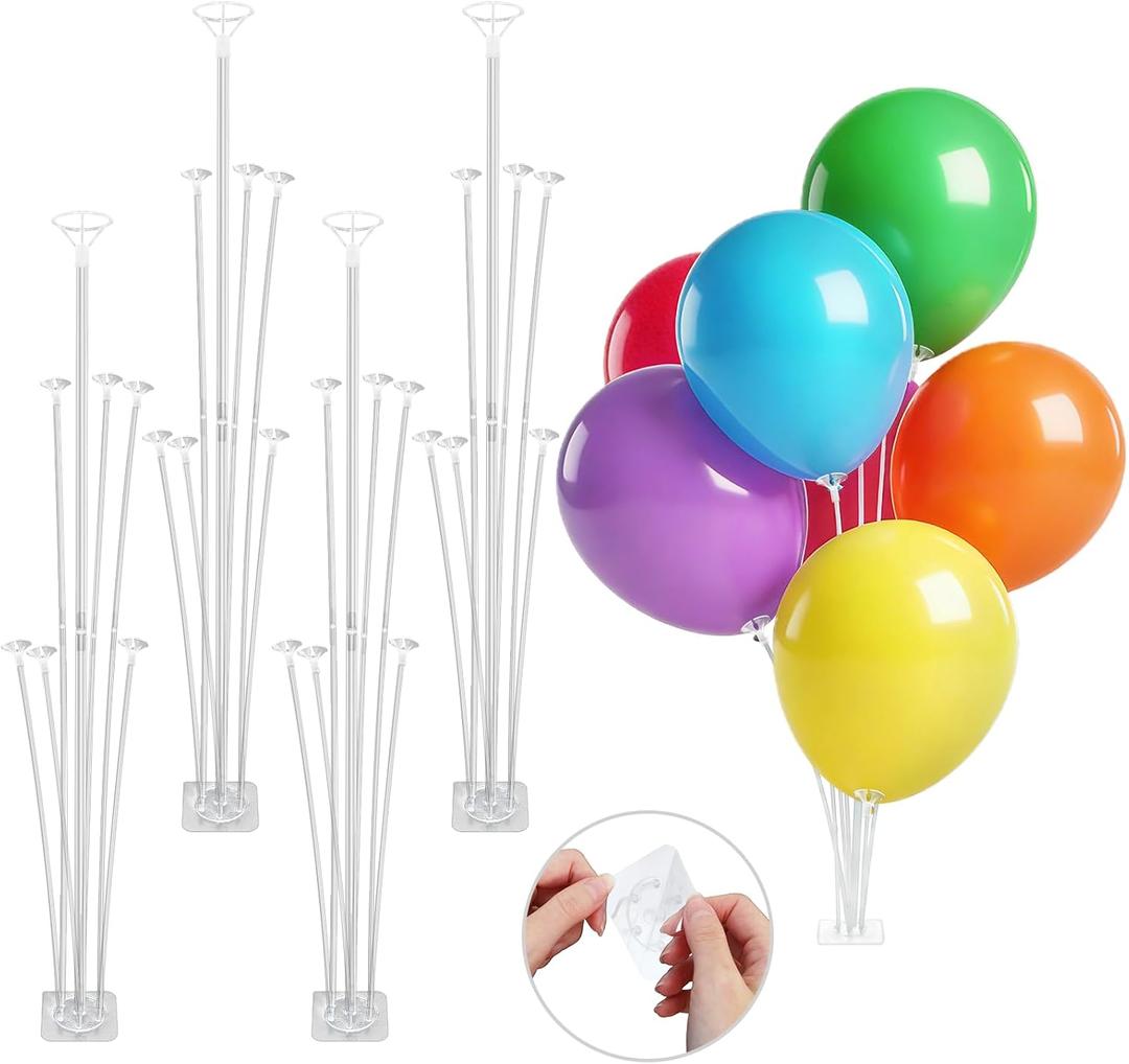 2 x LOLStar Balloon Stand Kit, 4 Pack Table & Floor Balloon Arch Stands with Adhesive Base, Sticks & Archer Holder Easy DIY Assembly. Ideal for Party Decorations Indoor, Outdoor, Table, Floor Party Decor