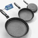 Nonstick Fry Pan Skillet Set, 10"+11"+12" Cast Iron Skillet 3 Pieces Set for Cooking, Professional Frying Pans Nonstick with Stay Cool Handle, PFAS-Free, Dishwasher Safe (KL1)