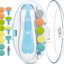 Royal Angels Upgraded 21 in 1 Baby Nail Trimmer with Labeled Case, 13 Extra Replacement Pads, Safe Electric Baby Nail File Kit for Newborns & Toddlers, Whisper Quiet Nail Clipper with LED Light (Blue) (21 Piece Set)