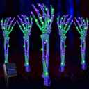 Halloween Decorations 5 Pack Solar Powered Skeleton Arm Stakes Lights 110pcs Bright LED Light Beads 8 Modes Waterproof Solar Charging Suitable for Outdoor Yard Lawn Home Party Decor