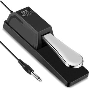 Donner DSP-003 Sustain Pedal, Universal Keyboard Piano Pedal for Digital Piano/MIDI Keyboard/Electronic Piano/Synthesizer, With Polarity Switch, 1/4"(6.35 mm) Jack, 63'' (1.6m) Cable, Straight