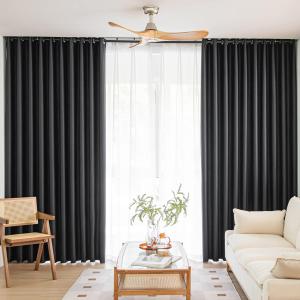 Window Black Blackout Curtains for Bedroom 84 inches Long 2 Panels Set Grommet Blackout Drapes Energy Saving Noise Reducing Thermal Insulated for Bedroom Living Room Nursery