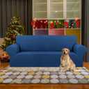 KEKUOU Stretch Sofa Cover Slipcover ，Couch Covers for 3 Cushion Couch Sofa pet Friendly (78"-94") Furniture Protector Sofa with Elastic Bottom for Kids,Dog, Jacquard Small Checked (Large, Classic Blue)