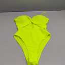 SOLY HUX Women's One Piece Swimsuit Push Up Wrap Front Cutout Bathing Suit Tummy Control Swimwear (Plain Yellow) S