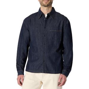 Amazon Essentials Men's Modern Oversized-Fit Denim Button-Down Shirt, Button Front (Blue, XS)
