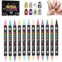 24 Colors Nail Art Pens Set,Upgraded Nail Art Markers Polish Pen, Dual Tip Nail Art Pens For Painting Nails, Quick Drying Long Lasting Nail Dotting Tool, DIY Nail Art Kit for Everyone and Beginners