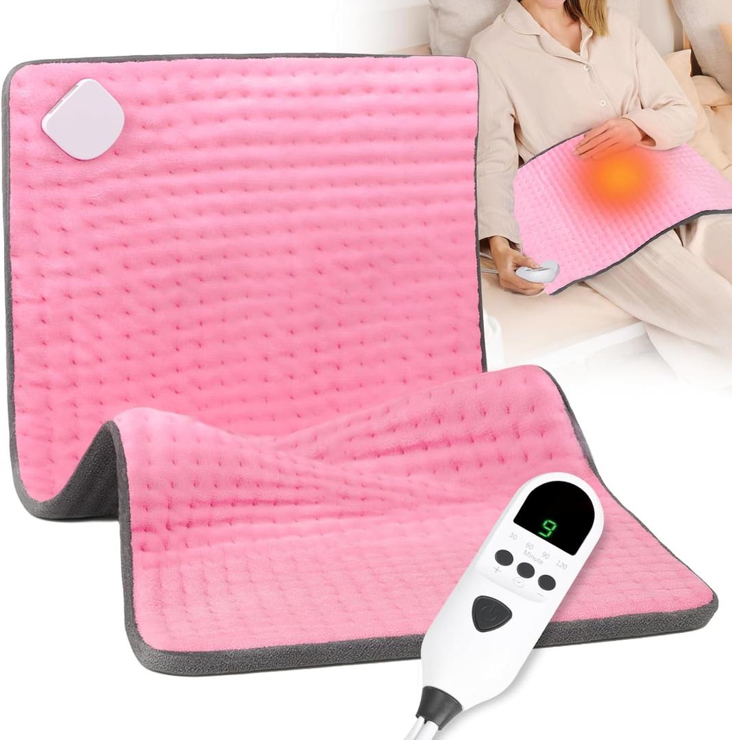 Heating Pad for Period Cramps, 17"33" XXL Heating Pad for Back Neck Shoulder Muscle Pain, 9 Heat Settings&4 Auto-Off, Large Moist Heat&Machine Washable, Christmas Birthday Gifts for Women Men,Pink