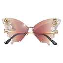 Willochra Women Butterfly Cat Eye Sunglasses - Fashion Shiny Bling Diamond Polygonal Pink Rhinestone (Brown)