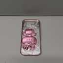 Roemary Mirror Stand Case for iPhone 17 Pro Max,for iPhone 17 Pro Max Case with Pink Cartoon,Stand Folding Bracket Kickstand Phone Cover with Camera Protector