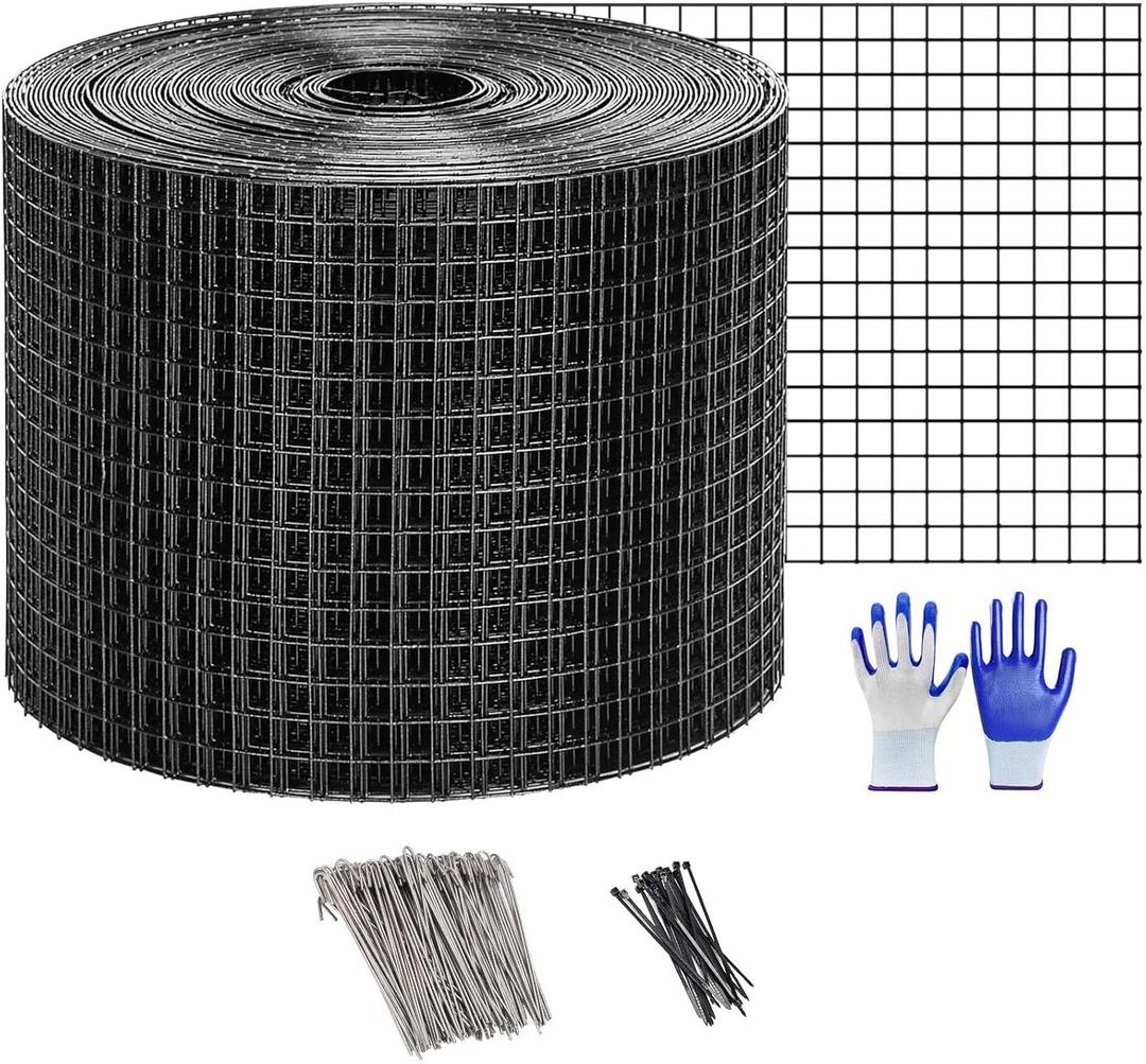 Critter Guard for Solar Panel Bird-Guard - INCIKITI 6in x 100ft PVC Coated Pigeon Netting 1/2" Bird Mesh, 20 Tie Wire,  Gloves, Pigeon Solar Panel Mesh for Bird