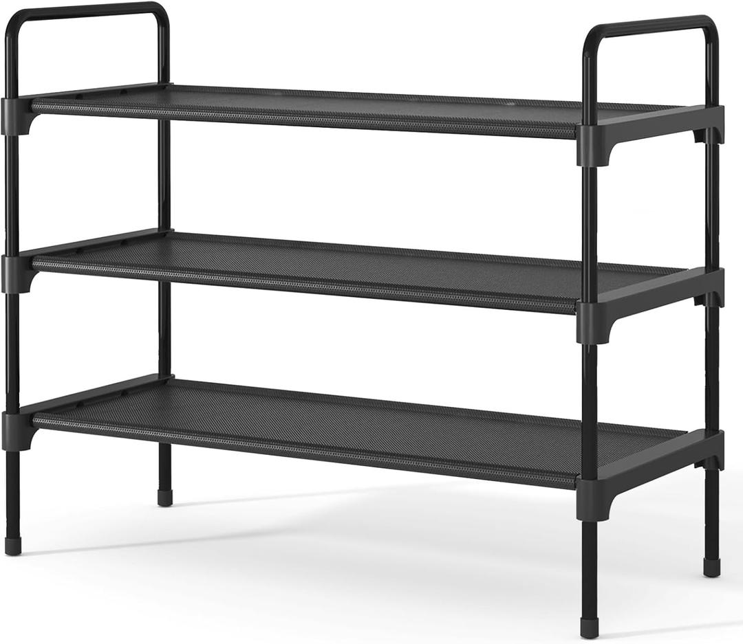 Kitsure Shoe Rack for Closet, Sturdy and Long-Lasting Shoe Shelf, Shoe Rack for Entryway, Personalized DIY Shoe Organizer, Shoe Rack Organizer for Space-Saving, 27.6" x 11.8" x 22.6", Black