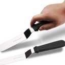 Angled Icing Spatula, Stainless Steel Offset Spatula, Cake Spatula Set of 2 Black 6, 8 inch Blade