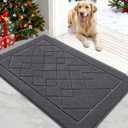 REFETONE Dirt Trapper Door Mat 24" x 36", Washable Indoor Doormat Rubber Backing Non Slip, Resist Dirt and Absorbent Entrance Mat, Low Profile Inside Floor Mats for Front Back Door and Entryway, Grey
