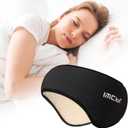 Sleep Mask & Earmuffs for Sleep - 2 in 1 Eye & Ear Mask, Comfortable & Soft for Side Sleepers (Black)