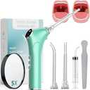 Alitake Electronic Vacuum Tonsil Stone Removal Kit - Tonsil Stone Remover with Built-in LED Light 3 Suction Mode - Fight Bad Breath Oral Irrigator 5X Magnifying Mirror for Stone Removal (Green)
