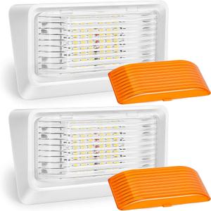 Kohree 320 Lumen LED RV Porch Light Exterior Utility 12V Lighting Fixture LED Panel, Replacement Lighting for RVs, Trailers, Campers, 5th Wheels. White Base, Clear and Amber Lenses Included, 2 Packs