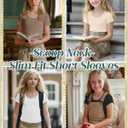 4 Pack Girls' T-Shirts Short Sleeve Ribbed Knit Tops Soft Slim Fit Scoop Neck Summer Athletic Basic Tees 5-14 Years