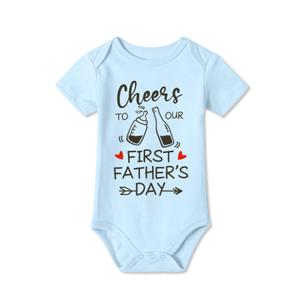 BesserBay Baby Boys Happy 1st Daddys Day Bodysuit Cotton Blue Cheers to Our First Fathers Day Newborn Onesie Size 3-6 Months