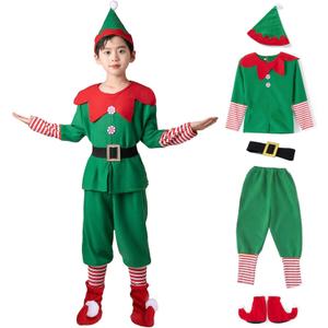 Christmas Elf Costume for Toddler Baby Boys Girls Santa Costume Outfit Xmas Clothes Top +Pants + Hat Cosplay Outfit (2-3 Years)