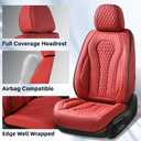 Coverado Car Seat Covers Full Set, Seat Covers, Car Seat Cover, Car Seat Covers Front Seats Back Seat Cover, Waterproof Car Seat Cushion, Leather Red Seat Covers Seat Protector Universal Fit Most Cars