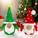 2 Pcs Handmade Crochet Christmas Gnomes Xmas Crochet Tabletop Ornaments Dwarf Plush Dolls Table Centerpieces Festive Holiday Christmas Tree Decoration Knitting Craft Art Supplies