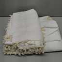 Boho Embroidery Linen Curtains 108 Inches Long for Living Room, 2 Panels Set, Cream Off White Light Filtering Farmhouse Draperies for Bedroom, Rod Pocket, 52" W x 108" L