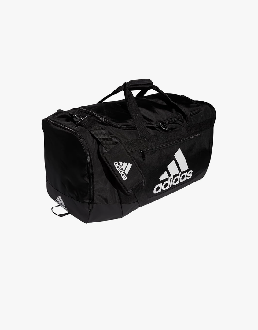 adidas Unisex Defender 4.0 Gym Duffel Bag for Men and Women, Black/White, Large (110L)