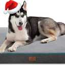 Bedsure Memory Foam Dog Beds Large Sized Dog - Orthopedic Pet Beds for Crate with Removable Washable Cover and Nonskid Bottom, Plush Flannel Fleece Top Pet Mat, Grey (35"L x 22"W x 3"Th)