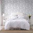 Laura Ashley - Twin XL Comforter Set, Reversible Bedding Set with Matching Sham, Dorm Essentials (Norah Solid White)