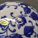 Red Lantern 6" Large Decorative Porcelain Ball, Blue Leaves