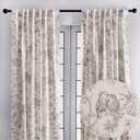 Maison d' Hermine Curtains for living room 100% Cotton 96 inch length Two Panels Light Filtering Toile Curtains for Bedroom Windows with rod and loop Pockets Drapes (Jouy Paradise Beige, 50"W x 96"L)