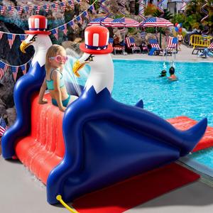 Seenelling 98 Inch Patriotic Eagle Inflatable Pool Slide Giant Red White Blue Inflatable Water Slide for 4th of July Memorial Day Flag Day Pool Parties, 250th Anniversary Decorations