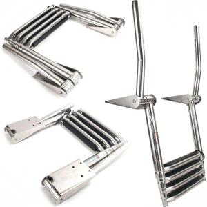 4-Step Telescoping Boat Ladder - Foldable 316 Stainless Steel with Handrail, 900lbs Capacity for Marine, Yacht & Pool Use
