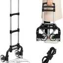 Folding Hand Truck Aluminum Portable Folding Hand Cart 180lbs Capacity Hand Cart and Dolly Ideal for Home, Auto, Office,Travel Use,Black