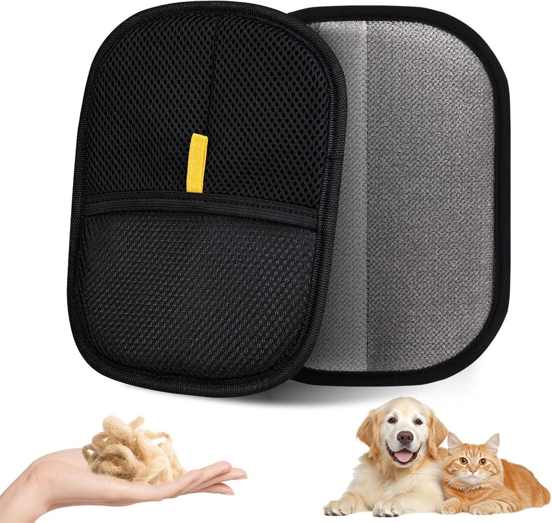 Wqapey Pet Hair Remover, Electrostatic Pet Hair Removal Gloves, Reusable Cat & Dog Hair Remover for Couch, Furniture, Carpet, Curtain, Upgraded Animal Fur Removal Tool, Cat Grooming Gloves-2PCS