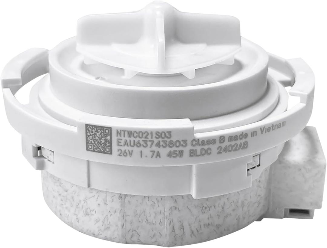 Generic EAU63743803 NTWC021S03 Drain Motor Pump Fit For LG Washer WM3600HWA WM3600HVA WM3700HRA WM3400CW WM3700HVA WM3700HWA WM3500CW,DC26V 1.7A 45W, White