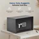 SereneLife Electronic Safe Box | Heavy Duty 13.8 x 9.8 Lockbox | Digital Keypad Code & 2 Key access | Small Money Safe for Home & Office | Secure Cash, Jewelry, Valuables | Wall & Floor Mountable
