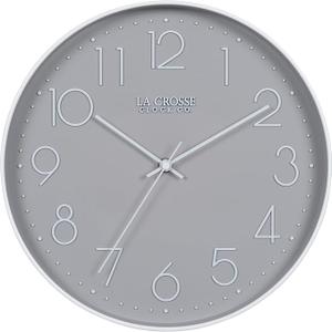La Crosse Clock 404-3831-INT 12-Inch Everly Silent Analog Gray Quartz Wall Clock