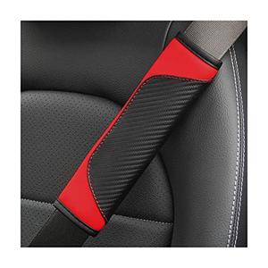 AUCELI 2PCS Car Seat Belt Cover, Carbon Fiber Seatbelt Shoulder Strap Covers, Breathable Leather Soft Harness Pad Protect Your Neck and Shoulder Compatible with Cars