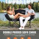 KingCamp Double Camping Chair, Oversized Heavy Duty 660lbs Loveseat for Adults Portable Folding XL 2 Person Couch Padded Comfortable Two Seat with Cup Holder for Outdoor Lawn Backyard, Black