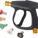 DUSICHIN DUS-220 Short Wand High Pressure Washer Handle Gun 3000 PSI Max 5 Pressure Power Washer Nozzles Tips Black