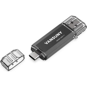 Vansuny 256GB Type C Flash Drive Upgraded 130MB/s USB 3.1 Flash Drive 2 in 1 OTG USB A + Tape C Memory Stick with Keychain Dual Type C USB Thumb Drive for Android Smartphones, Tablets, MacBook, PC