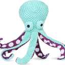 EXPAWLORER Octopus Dog Toy - Durable Interactive Dog Squeaky Toys Best Puppy Birthday Gift, Soft Stuffed Plush Toy with Crinkle Paper, Teeth Chew Toy for Small Small Medium Large Breed, Green