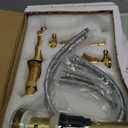 2 Handles 3 Holes Faucet Widespread Bathroom Sink Faucet Antique Brass Basin Tap Mixer Supply Hose Included Matching Metal Pop Up Drain