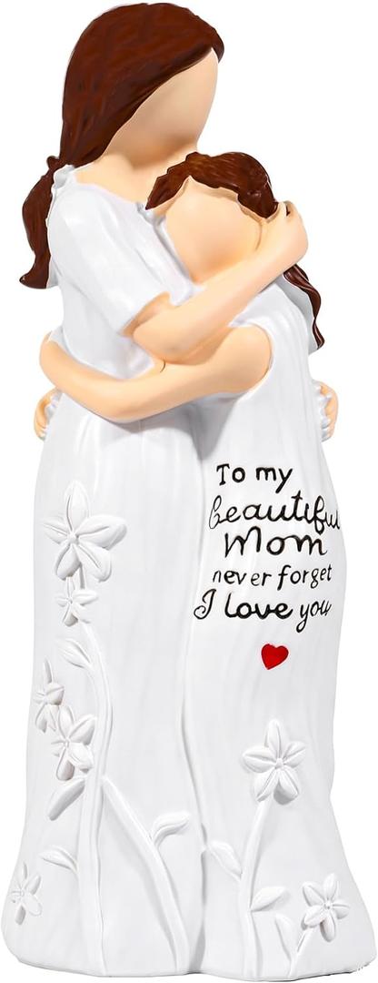 Mother Daughter Figurine, HKFUON Mothers Day Gifts for Mom from Daughter, Sentimental Resin Figurines for Mother's Day Birthday Christmas Home Office Decor(Hugging Style)