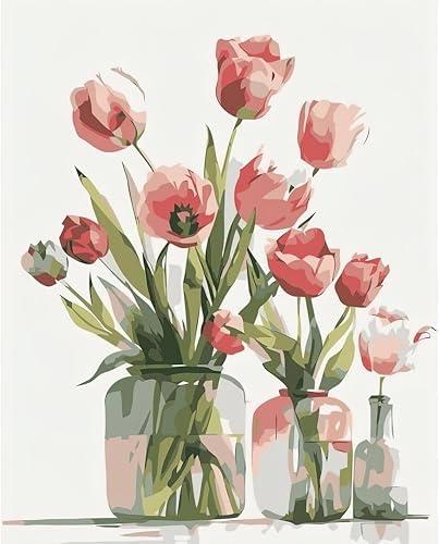 Ginkko Paint by Numbers for Adults Beginner & Kids Ages 8-12 with Wooden Frame Easy Acrylic on Canvas 9x12 inch with Paints and Brushes, Girls and Flowers(Include Framed)