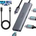 USB C Video Splitter for USBC PD Monitor, Portable Screen, Type C Monitors, 4-Port USB-C 3.2 Gen 2 10Gbps Hub, DP Alt 4K@30-60Hz, 100W PD, for Win/Chrome Laptop, AR Glasses, Game Console (Grey)