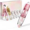 Four Candies Refillable Retractable White Correction Tape, 2PCS White Cute Smooth Push Pull Out Tape with 4 Extra Refills, Aesthetic Pen Shaped Applicator for School Office Supplies (Pink Apricot)