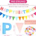 CANREVEL Pre-Strung 3D Happy Birthday Banner, 3 PCS Happy Birthday Felt Garland, Pom Pom Garland, Triangle Fabric Garland Bunting, Reusable Birthday Decorations for Women Men Girls Boys, Pastel
