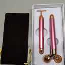 2-IN-1 Beauty Bar 24k Golden Pulse Facial Face Massager, Electric 3D Roller and T Shape Arm Eye Nose Head Massager Facial Roller Massager Kit Skin Care Tools